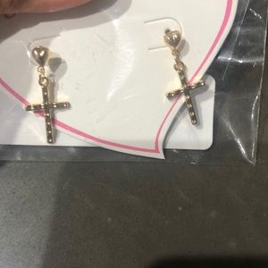 Gold cross earrings